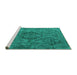 Sideview of Machine Washable Oriental Turquoise Industrial Area Rugs, wshurb1081turq