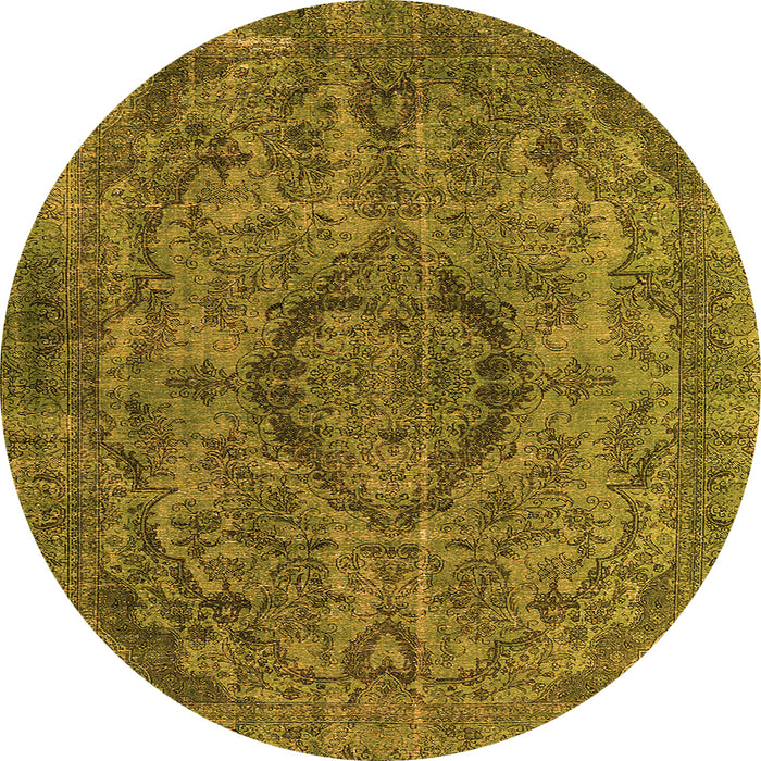 Round Machine Washable Oriental Orange Industrial Area Rugs, wshurb1081org