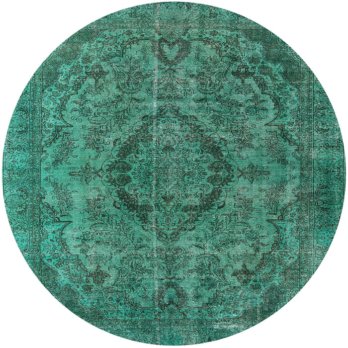 Round Mid-Century Modern Light Sea Green Oriental Rug, urb1081