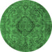 Round Oriental Emerald Green Industrial Rug, urb1081emgrn