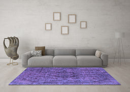 Machine Washable Oriental Purple Industrial Area Rugs in a Living Room, wshurb1081pur