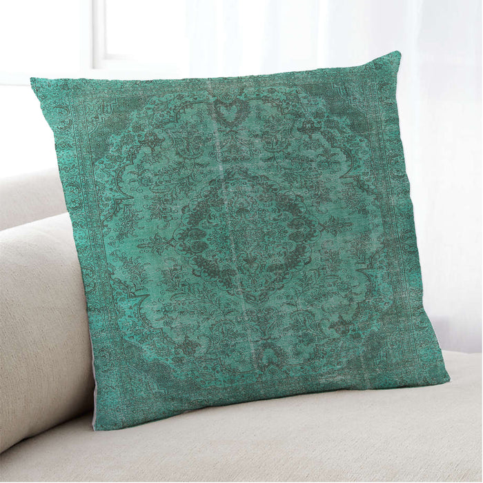 Lifestyle Image of Mid-Century Modern Urban Square Light Sea Green Throw Pillow, 18 inch by 18 inch, pwurb1081