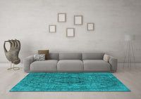 Machine Washable Oriental Light Blue Industrial Rug, wshurb1081lblu