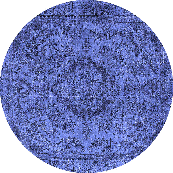 Round Oriental Blue Industrial Rug, urb1081blu