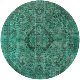 Round Machine Washable Industrial Modern Light Sea Green Rug, wshurb1081