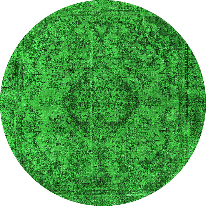Round Oriental Green Industrial Rug, urb1081grn