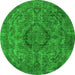 Round Oriental Green Industrial Rug, urb1081grn