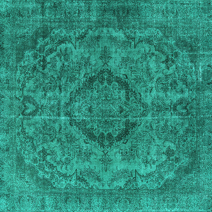 Square Machine Washable Oriental Turquoise Industrial Area Rugs, wshurb1081turq