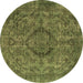 Round Oriental Brown Industrial Rug, urb1081brn