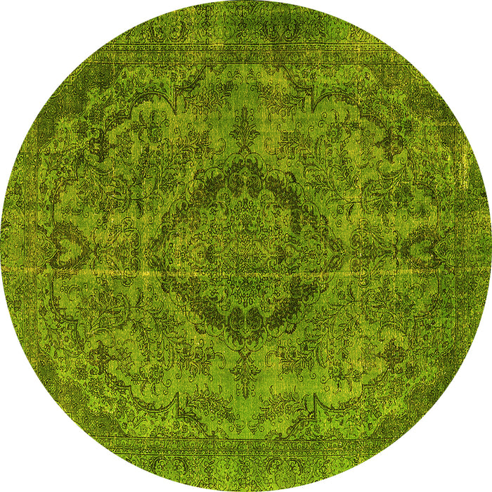 Round Oriental Yellow Industrial Rug, urb1081yw