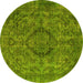 Round Oriental Yellow Industrial Rug, urb1081yw