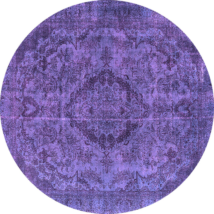 Round Oriental Purple Industrial Rug, urb1081pur