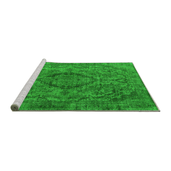 Sideview of Machine Washable Oriental Green Industrial Area Rugs, wshurb1081grn