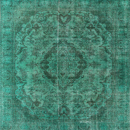 Square Mid-Century Modern Light Sea Green Oriental Rug, urb1081