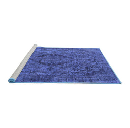 Sideview of Machine Washable Oriental Blue Industrial Rug, wshurb1081blu