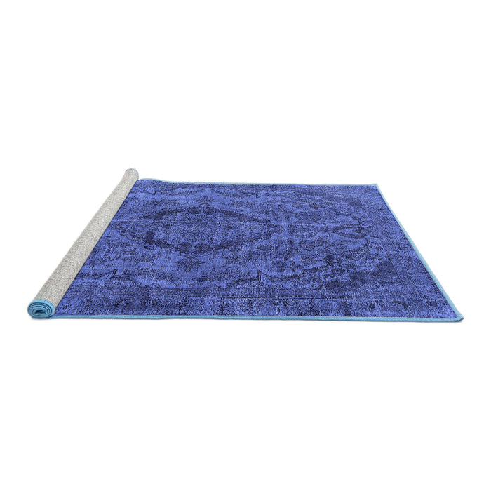 Sideview of Machine Washable Oriental Blue Industrial Rug, wshurb1081blu
