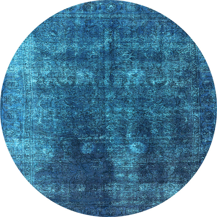 Round Machine Washable Persian Light Blue Bohemian Rug, wshurb1082lblu