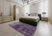 Mid-Century Modern Purple Persian Rug in a Bedroom, urb1082