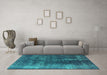 Machine Washable Persian Turquoise Bohemian Area Rugs in a Living Room,, wshurb1082turq