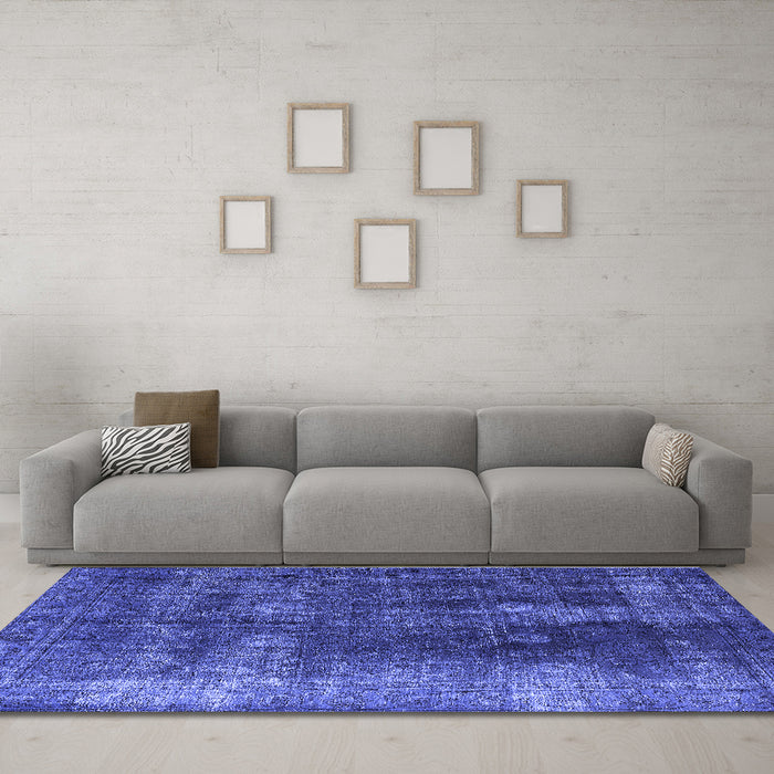 Machine Washable Persian Blue Bohemian Rug in a Living Room, wshurb1082blu