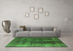 Machine Washable Persian Green Bohemian Area Rugs in a Living Room,, wshurb1082grn