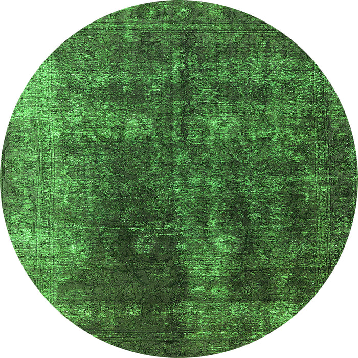 Round Machine Washable Persian Green Bohemian Area Rugs, wshurb1082grn