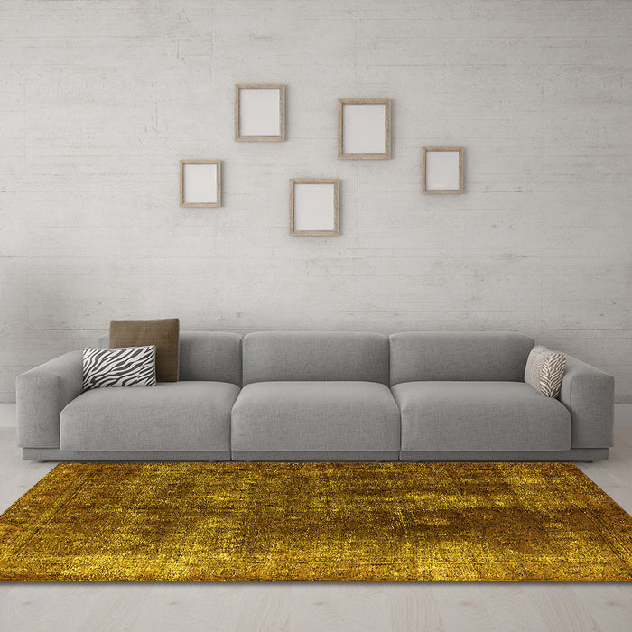 Machine Washable Persian Yellow Bohemian Rug in a Living Room, wshurb1082yw