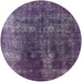 Round Machine Washable Industrial Modern Purple Rug, wshurb1082