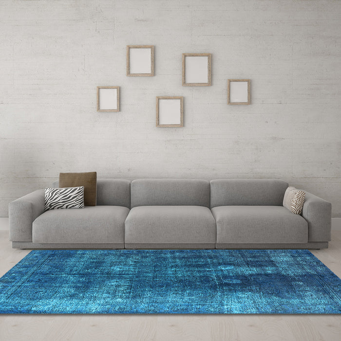 Machine Washable Persian Light Blue Bohemian Rug in a Living Room, wshurb1082lblu