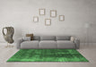 Machine Washable Persian Emerald Green Bohemian Area Rugs in a Living Room,, wshurb1082emgrn