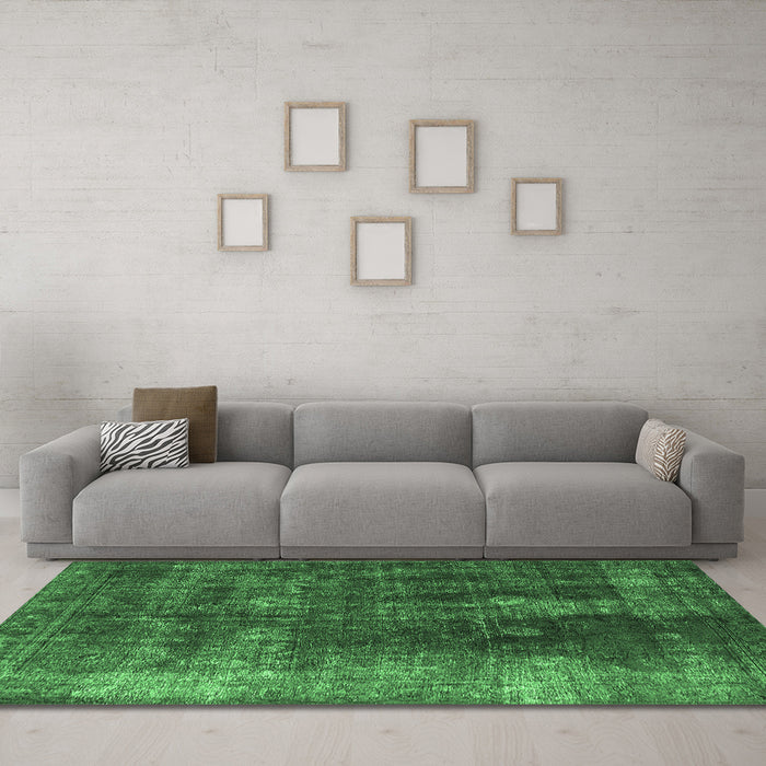 Machine Washable Persian Emerald Green Bohemian Area Rugs in a Living Room,, wshurb1082emgrn