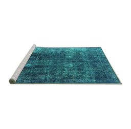 Sideview of Machine Washable Persian Turquoise Bohemian Area Rugs, wshurb1082turq