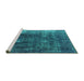 Sideview of Machine Washable Persian Turquoise Bohemian Area Rugs, wshurb1082turq