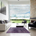 Square Mid-Century Modern Purple Persian Rug in a Living Room, urb1082