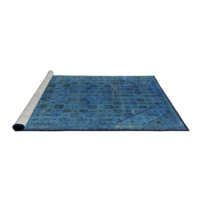 Sideview of Machine Washable Industrial Modern Blue Ivy Blue Rug, wshurb1083