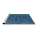 Sideview of Machine Washable Industrial Modern Blue Ivy Blue Rug, wshurb1083