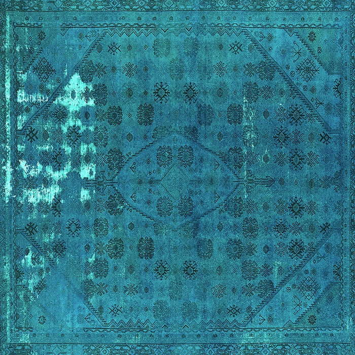 Square Machine Washable Persian Turquoise Bohemian Area Rugs, wshurb1083turq