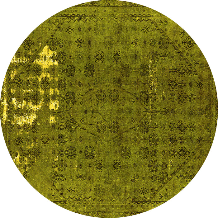 Round Persian Yellow Bohemian Rug, urb1083yw