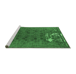Sideview of Machine Washable Persian Emerald Green Bohemian Area Rugs, wshurb1083emgrn