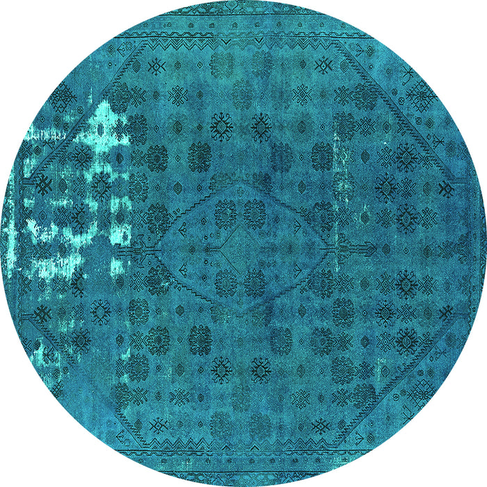 Round Machine Washable Persian Turquoise Bohemian Area Rugs, wshurb1083turq