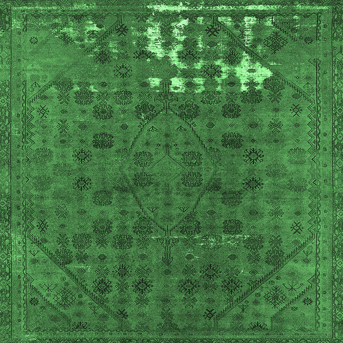 Square Machine Washable Persian Emerald Green Bohemian Area Rugs, wshurb1083emgrn