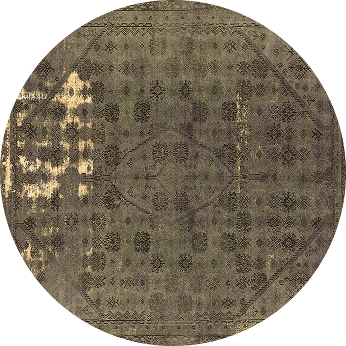 Round Persian Brown Bohemian Rug, urb1083brn