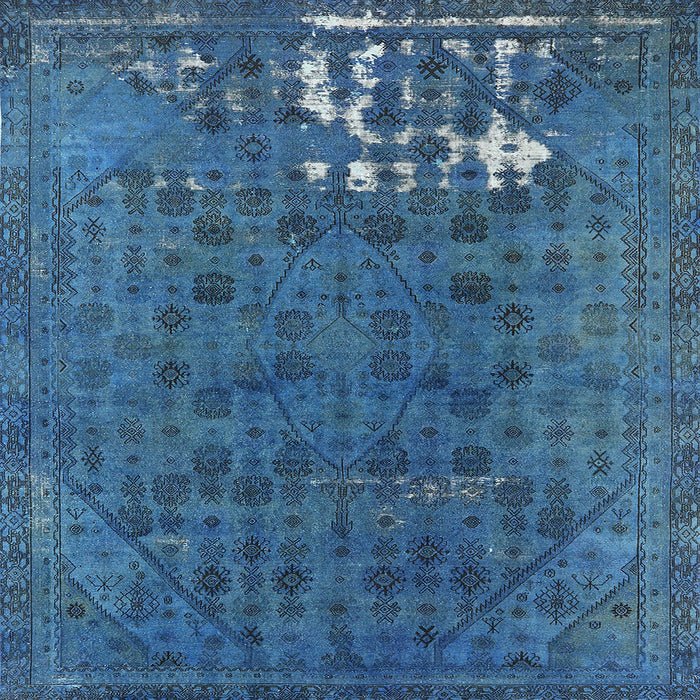 Square Machine Washable Industrial Modern Blue Ivy Blue Rug, wshurb1083