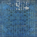 Square Machine Washable Industrial Modern Blue Ivy Blue Rug, wshurb1083