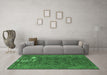 Machine Washable Persian Emerald Green Bohemian Area Rugs in a Living Room,, wshurb1083emgrn