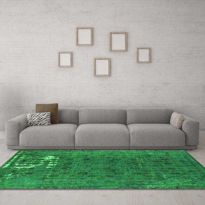 Machine Washable Persian Green Bohemian Area Rugs in a Living Room,, wshurb1083grn