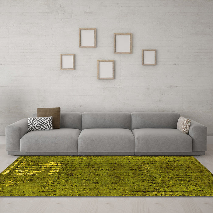 Machine Washable Persian Yellow Bohemian Rug in a Living Room, wshurb1083yw