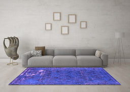 Machine Washable Persian Purple Bohemian Area Rugs in a Living Room, wshurb1083pur