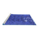 Sideview of Machine Washable Persian Blue Bohemian Rug, wshurb1083blu