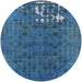 Round Machine Washable Industrial Modern Blue Ivy Blue Rug, wshurb1083